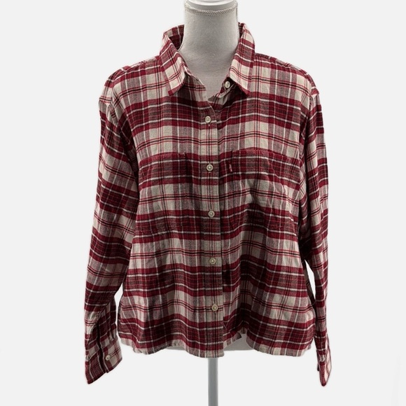 Levi's Maple Cotton Flannel Plaid Utility Shirt Red Combo - NEW - Size Medium - Picture 3 of 11